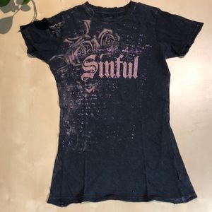 2/$30 - Sinful distressed-look black t-shirt